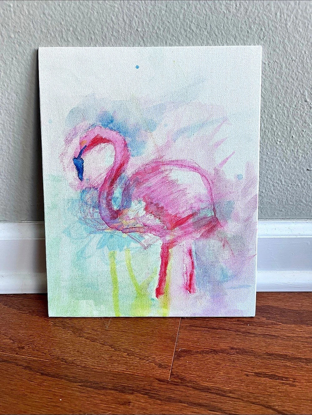 Pink & Green Flamingo Painting